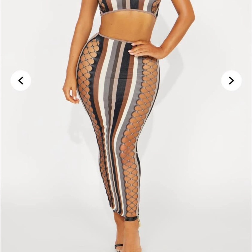 Striped Mesh Two-Piece Set